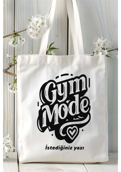 Art Hediye Fitness Baskılı Bez Çanta Kişiye Özel Model 3 Çok Renkli