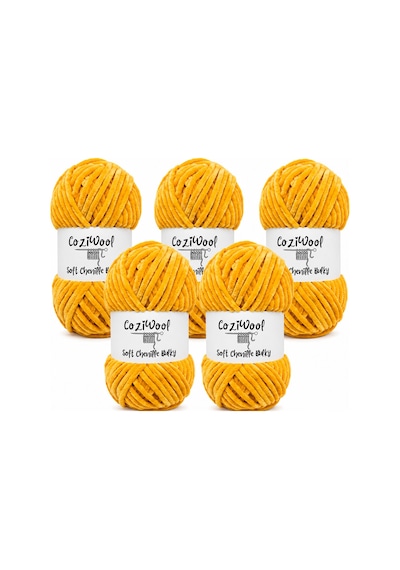 Kadife El Örgü İpliği Soft Chenille Bulky 5'li Paket, 5x100 Gr. 120 Mt. %100 Mikro Polyester Turuncu - 875823131