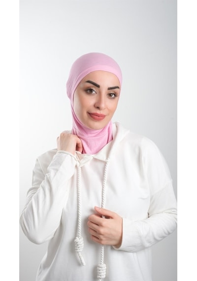 Hürrem Bone Pembe Pratik Hazır Geçmeli Tesettür Bone Sandy Kumaş Spor Hijab 2 Pembe