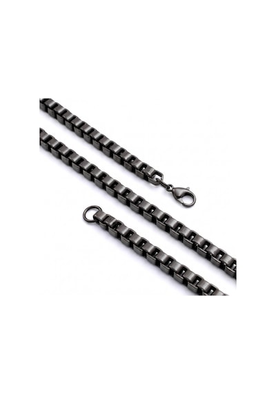 Premium Parlak Ve Şık Kare Arnavut Erkek Çelik Kolye 6x6 Mm 55 Cm 3183eck017 - Siyah Renk