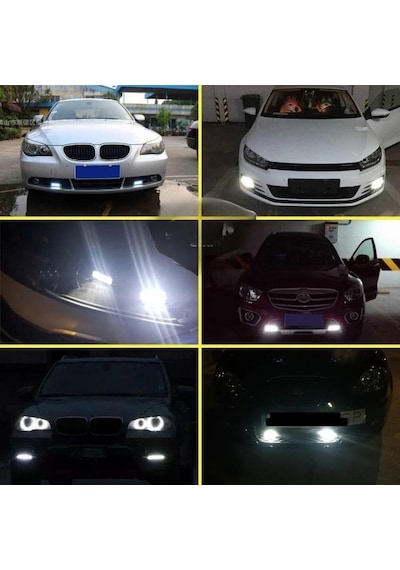 Drl 3 Led 12V Su Geçirmez Metal Mercekli Araba Motosiklet Gündüz Led Farı Beyaz 2 Adet