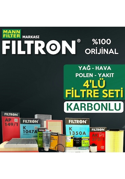 Vw Golf 7 1.6 Tdi Filtron Filtre Bakım Seti 2013-2019 4Lü Karbon 553229700