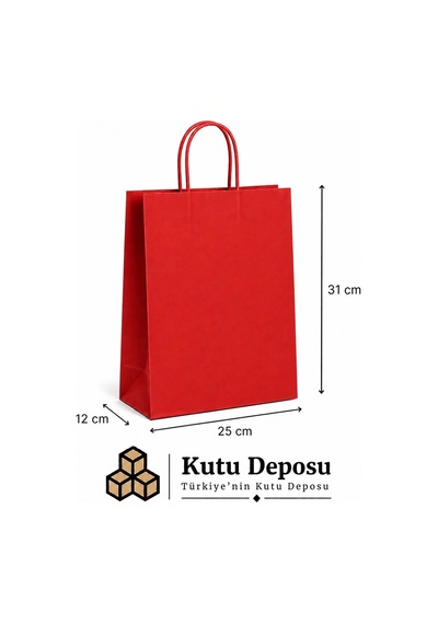 25x31x12 Cm Kraft Kırmızı Poşet 25 Adet