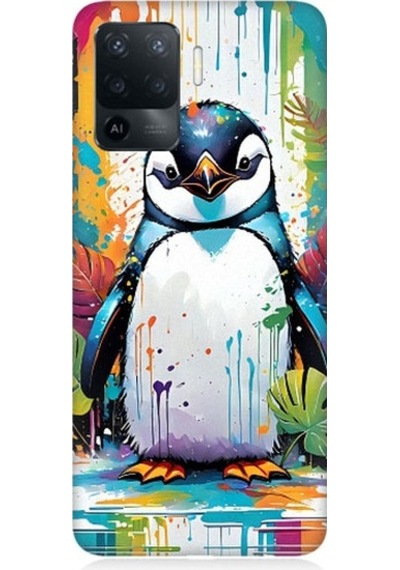 Oppo Reno 5 Lite Uyumlu Sevimli Penguen Desenli Silikon Kılıf