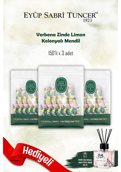 Eyüp Sabri Tuncer Verbena & Zinde Limon Koloyalı Mendil Ve Rosie Koku Tekli 3 Paket x 150'li