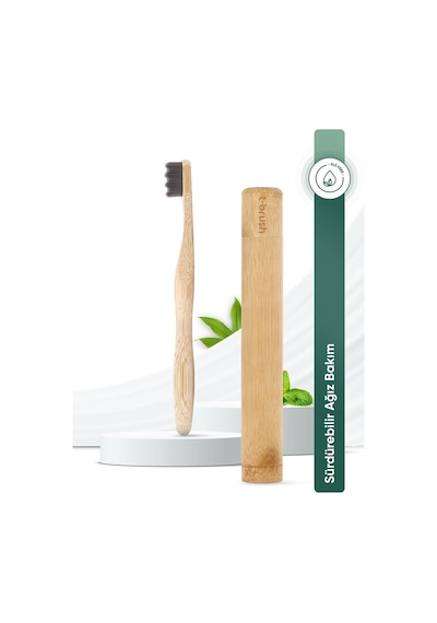 Tbrush Nano Koyugri Bambu Diş Fırçası - Ultra Soft + Diş Fırçası Saklama / Taşıma Kabı