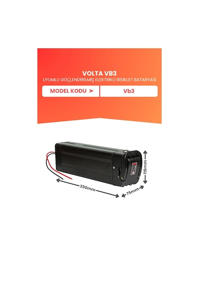 Volta Vb3 Uyumlu 36v 20ah Elektrikli Bisiklet Bataryası Siyah