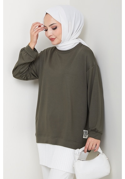 Bestenur Arma Detay Piliseli Oysho Tunik 1627 - Haki Haki