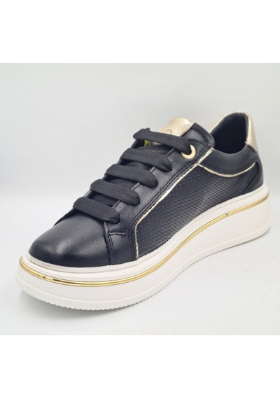 Mammamia D26ya-3890 Siyah Altın Hakiki Deri Kadın Günlük Casual Sneaker Atakkabı Siyah