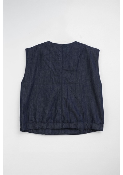 Blue White Kadın İndigo Kruvaze %100 Pamuk Denim Yelek