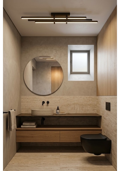 Cosmo 2 Bronz Lineer Led Sarkıt Avize Kumandalı Dim Edilebilir Aşağı Işık Sarı Işık