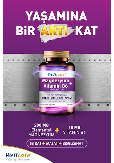 Wellcare Magnezyum + Vitamin B6 60 Tablet
