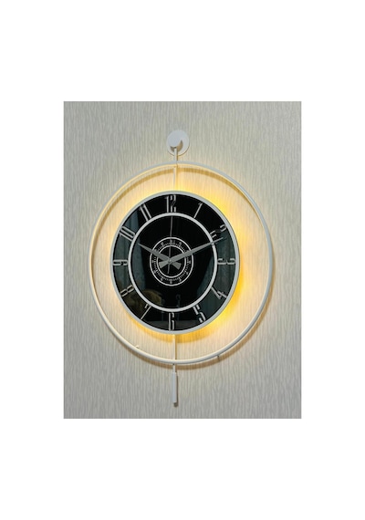 Pey Aksesuar Metal Camlı Duvar Saati 50 X 70 Cm Orta Boy Işıklı Gerçek Cam M51-beyaz-füme-beyaz-gümüş M51-beyaz-füme-beyaz-gümüş