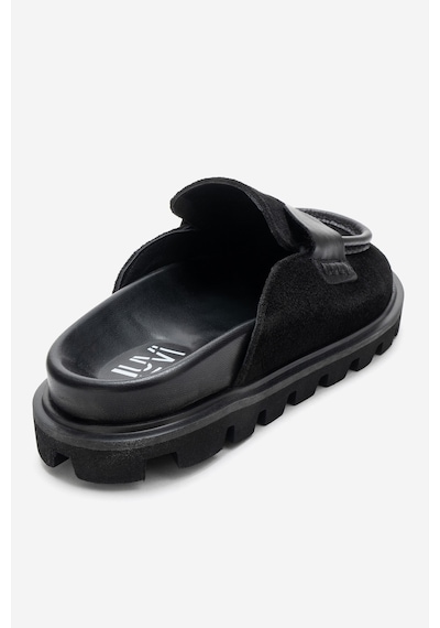 Luvi Shoes Vela Siyah Süet Hakiki Deri Kadın Terlik