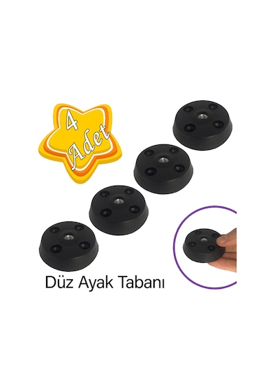 4 Adet Düz Ayak Tabanı Siyah Mobilya Masa Sehpa Ayağı Bağlantı Aparatı Plastik