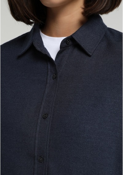 Colin's Colins Boyfriend Fit Shirt Neck Düz Kadın Mavi Uzun Kol Gömlek Cl1082464 Q1.v2 Inv İndigo