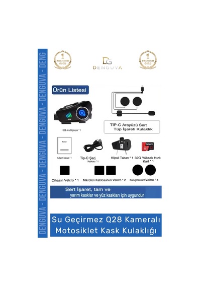 Kaskkulaklığı Q28 Bluetooth 53 Hd 1080p Ipx6 Su Geçirmez Interkom Kameralı Motosiklet Kask Kulaklığ
