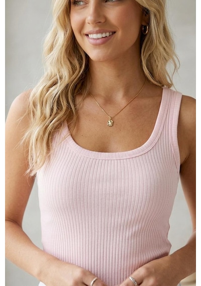 Fit Women Kadın Fitilli Görünümlü Kalın Askılı Basic Atlet 4623-pembe