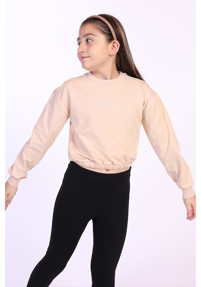 Toontoy Kız Çocuk Dreams Nakışlı Sweatshirt Bej