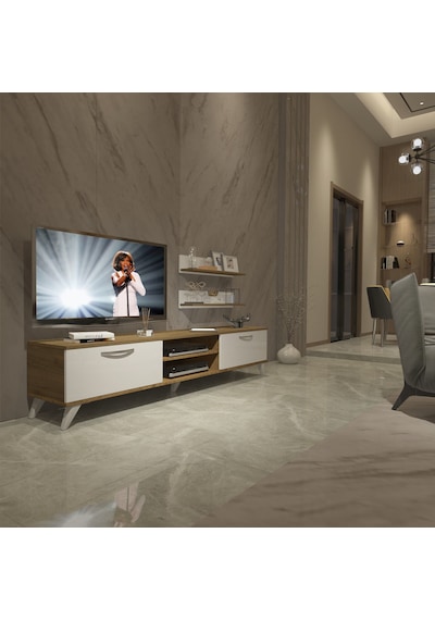 Decoraktiv Eko 4 Mdf Dvd Retro Tv Ünitesi Tv Sehpası Pera - Beyaz