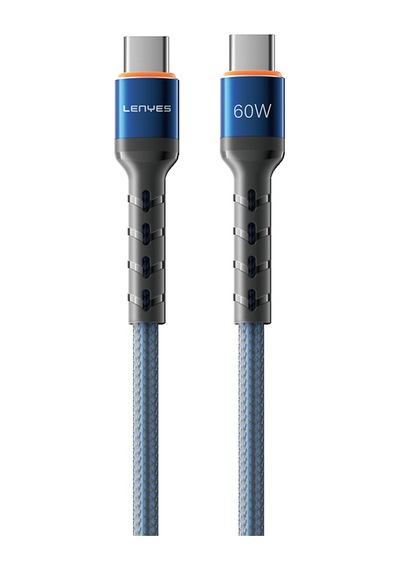 Lenyes Lc515 Type-c To Type-c Hızlı Şarj Özellikli Örgülü Data Ve Şarj Kablosu 60w 1m Mavi