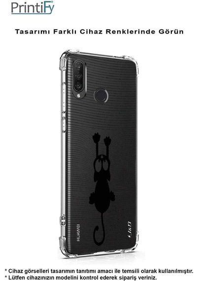 Samsung Galaxy A26 İle Uyumlu Çizgi Kedi Baskılı Şeffaf Köşe Korumalı Antişok Kılıf