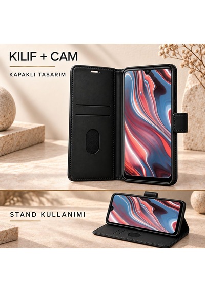 Tr Constraın Reeder P13 Blue Max Lite İle Uyumlu Cüzdanlı Kartlıklı Standlı Kapaklı Suni Deri Telefon Kılıfı V