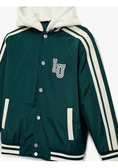 Koton Uzun Kollu Cepli Çıkarılabilir Kapüşonlu Oversize Kolej Ceket Yeşil 6skb20016tw