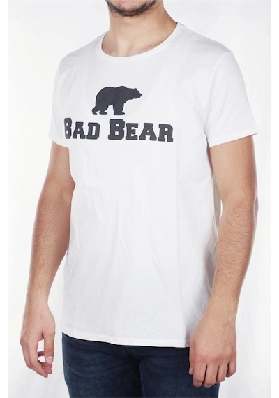 Bad Bear Erkek Beyaz Baskılı Bisiklet Yaka Tişört 190107002-WHT Beyaz