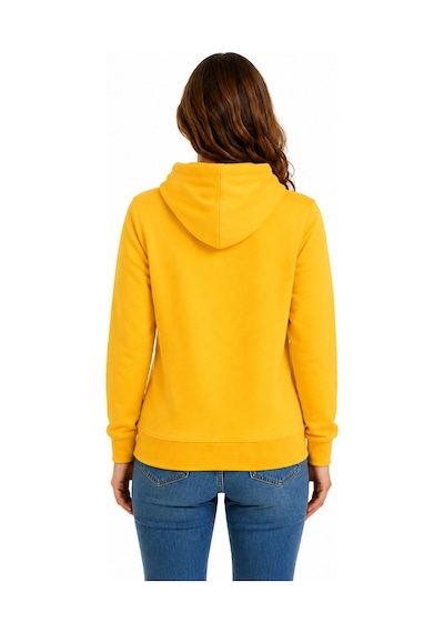 Herkesemoda Ördek Baskılı Kapüşonlu 2 İplik Şardonlu Sweatshirt Sarı