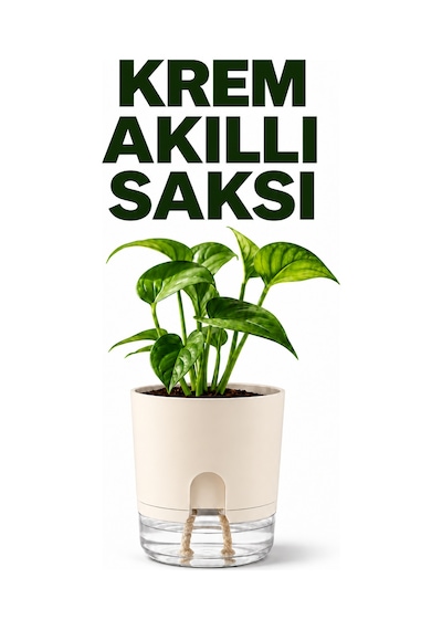 Akıllı Saksı Kendinden Sulamalı Fitilli Modern Dekoratif Saksı 2 Litre 76506094