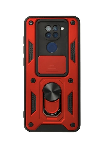 Xiaomi Redmi Note 9 Kılıf Pars Lens Yüzüklü Silikon - Kırmızı Kirmizi