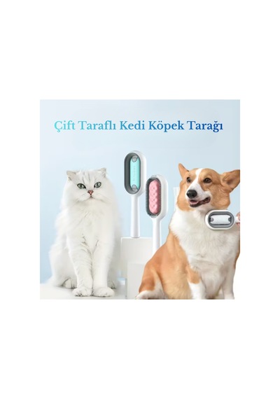 Çift Taraflı Kedi Köpek Tarağı Masaj Etkili Buharlı Kedi Fırçası Su Hazneli Tüy Toplayacı Tarak - 789660620