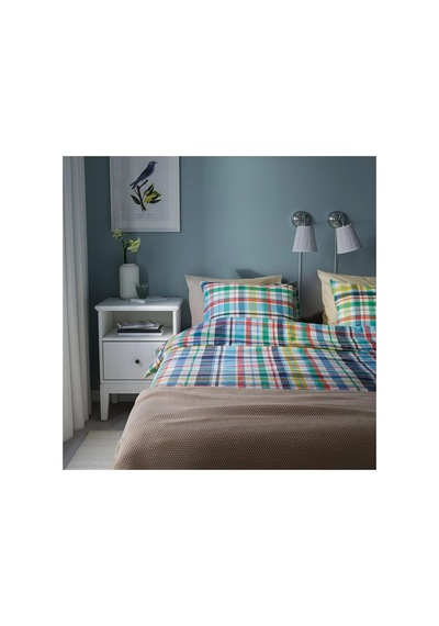 Ikea Höstgentıana Çift Kişilik Nevresim Takımı 220 X 240 Cm Sarı - Mavi - Beyaz - Yeşil Çok Renkli