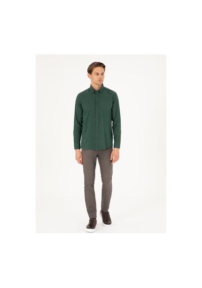 Pierre Cardin Regular Fit Uzun Kollu Gömlek 1960022 Yeşil