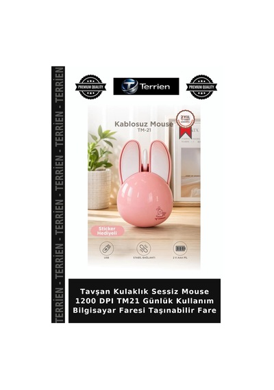 Tavşan Kulaklık Sessiz Mouse 1200 Dpı Tm21 Günlük Kullanım Bilgisayar Faresi Taşınabilir Fare Diğer