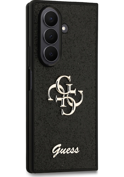 Galaxy Z Fold 7 Uyumlu Kılıf Guess   Lisanslı 4g Büyük Metal Logolu Glitter Kapak Siyah