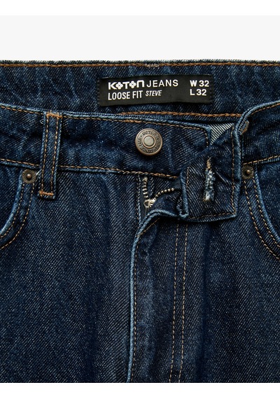 Koton Pamuklu Normal Bel Cepli Loose Fit Jean Pantolon Raw 7wam40207nd 63x