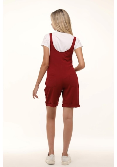 Luvmabelly Myra6207 - Bordo Hamile Şort Salopet-bordo