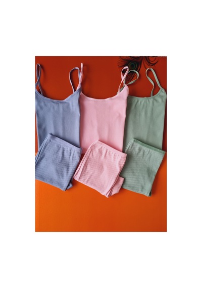 Demirsa Boutique Pamuklu Fitilli Likralı Pembe, Mavi, Yeşil Ribana Kadın İp Askılı 3'lü Atlet Ve Külot-şort Takım Pembe-yeşil-mavi1 Demirsa Boutique Pamuklu Fitilli Likralı Pembe, Mavi, Yeşil Ribana Kadın İp Askılı 3'lü Atlet Ve Külot-şort Takım Pembe-yeşil-mavi1