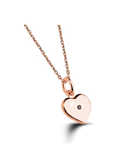 Kuyumcudukkani 0,02 Karat Siyah Prlantalı Kalp Kolye-20221-r-blk Rose Gold
