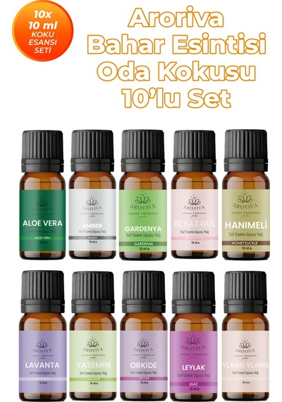 Bahar Esintisi Oda Kokusu 10'lu Set Doğal Esansiyel Uçucu Yağ,difüzör Esansı,buhurdanlık Yağı Karışık
