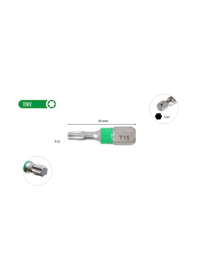 Ceta Form T15 X 25 Mm Torx Bits Uç Renk Kodlu Cb/807tc