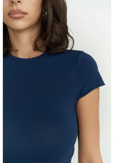 1606 - Mai Collection Toppin İndigo Penye Crop İndigo