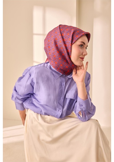 Silk Home Twill İpek Eşarp 11479-22 Parlak Turuncu, Eflatun