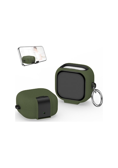 Samsung Galaxy Buds 4 Pro / Buds 4 İle Uyumlu Kılıf Standlı Kilitli Tpu Premium Matte Trip Case Koyu Yeşil