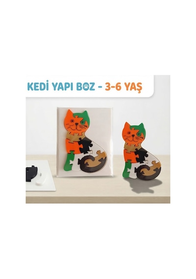 3-6 Yaş Eğitici 3d Puzzle Kedi Çocuk Yapboz Zeka Geliştirici Oyuncak Renkli Parça Montessori Oyunu