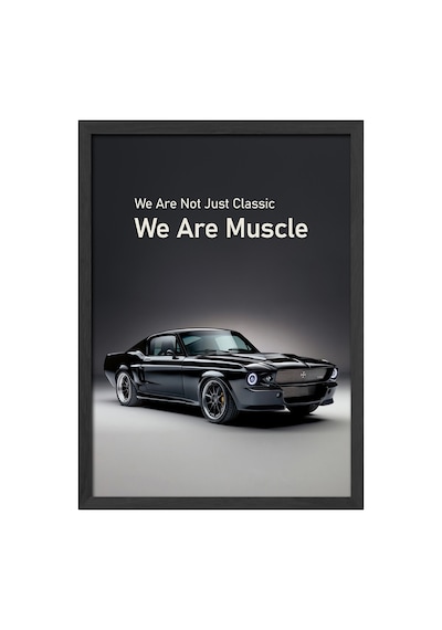 Ford Mustang Shelby Gt500 Siyah Ahşap Çerçeveli Poster, Dekoratif Araba Duvar Tablosu
