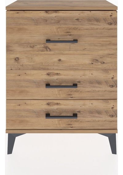 Arges Komodin Tek Raflı 2 Çekmeceli 60x30x80 Çam-çam Çam