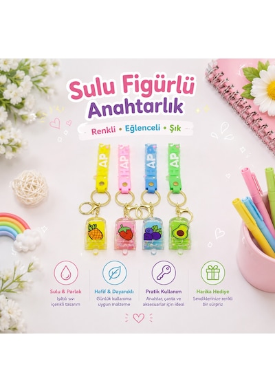 Mika Kristal Anahtarlık Altın Kulplu